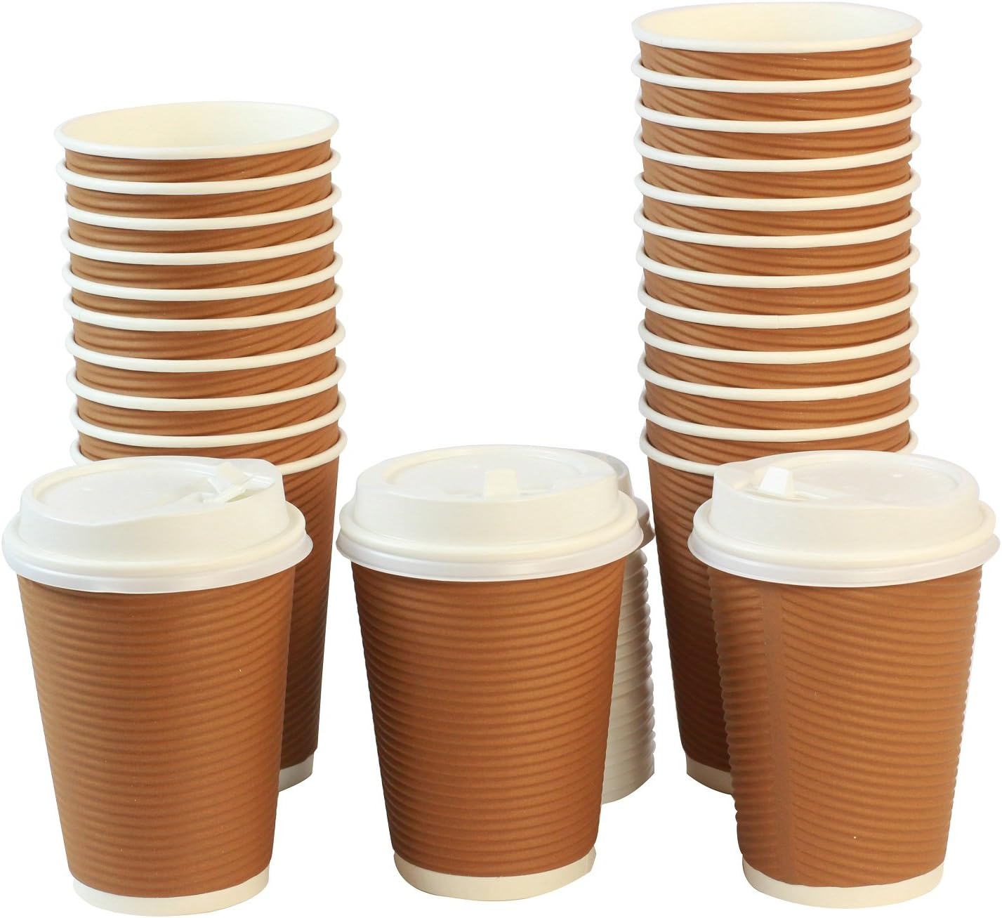 Pack of 25 Disposable Travel Coffee Mugs Ripple Effect Insulated