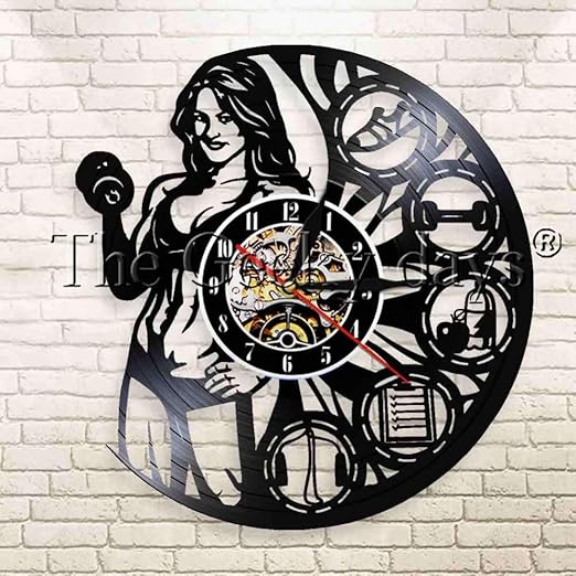 Hdnfw Reloj De Pared 1 Pieza Muscle Lady Workout Motivacion