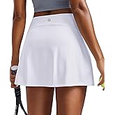 PINSPARK Women Tennis Skirts Invisible Elastic Waist Golf Skort with 2 Pockets Stretchy Athletic Skirt for Pickleball Workout