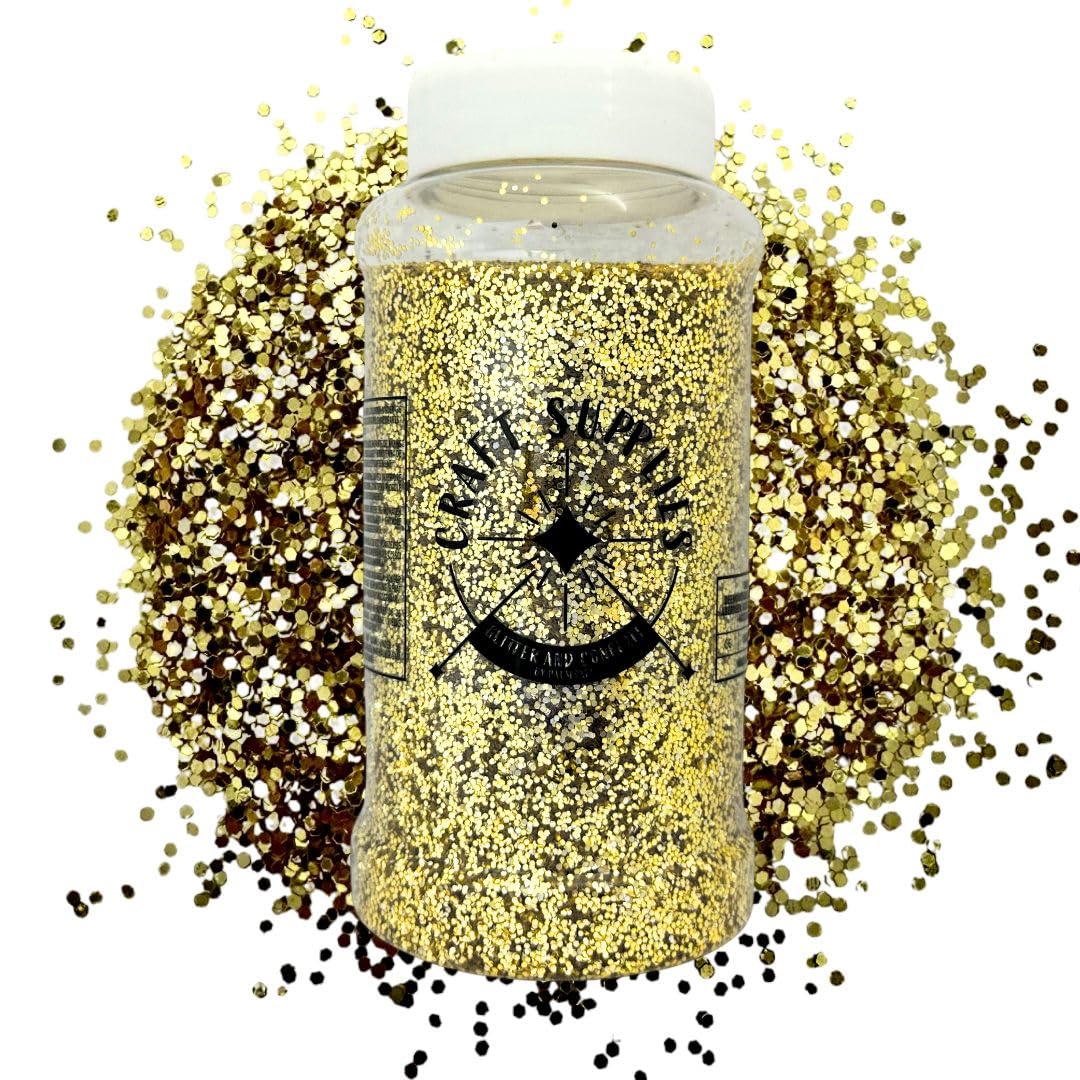 Large 500g Shaker Jar of Gold Glitter for Resin or Crafts, Chunky Glitter, Nail Art