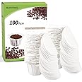 K cup Coffee Paper Filters with Lid Disposable for Keurig Reusable K Cup Filters, Disposable Keurig K Cup Filters, Fits All Keurig Single Serve Filter Brands (100, With Lid)
