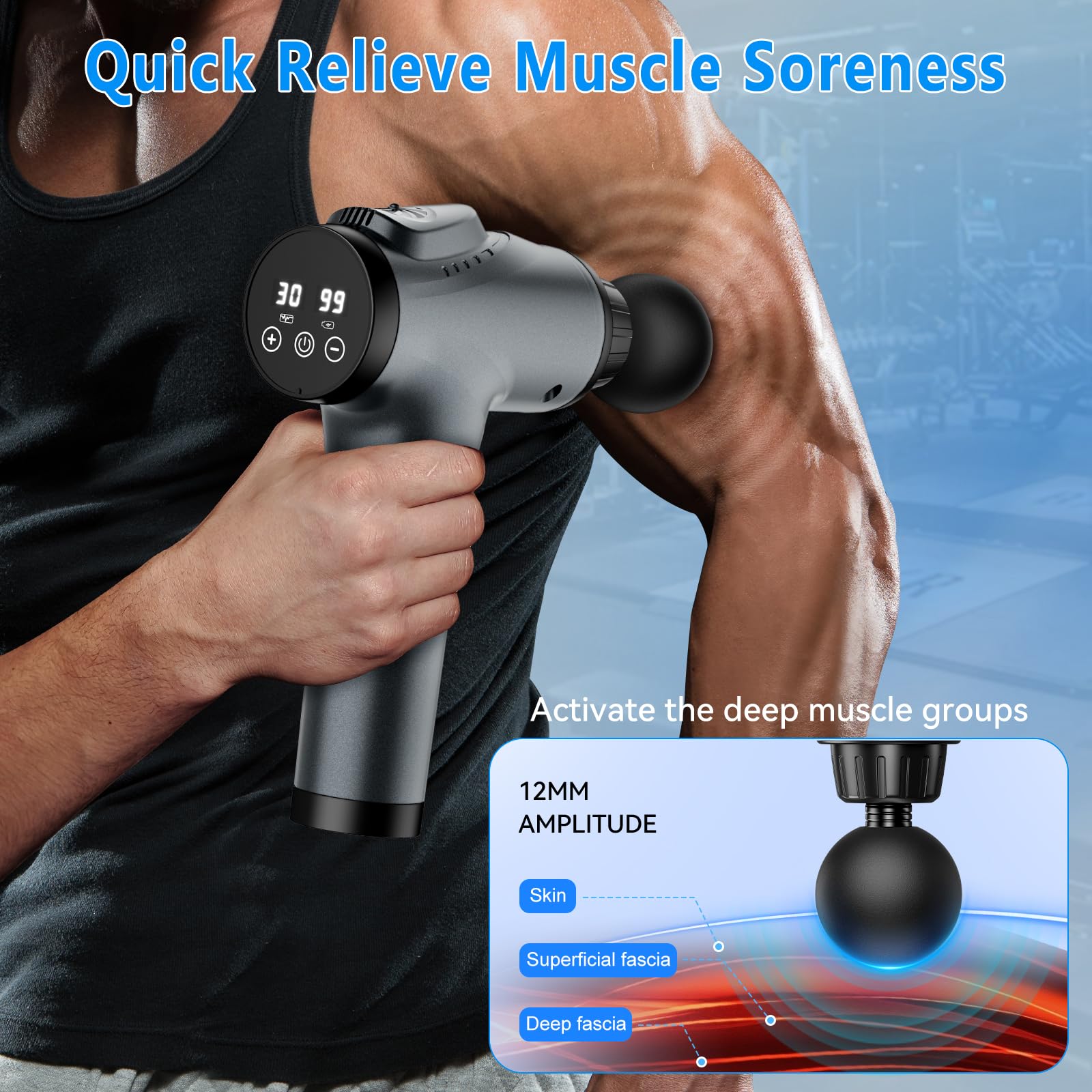 APHERMA Massage Gun, Muscle Massage Gun for Athletes Handheld Electric Deep Tissue Back Massager, Percussion Massage Device for Pain Relief with 30 Speed Levels 9 Heads,Father's Day Gifts - Image 6