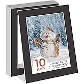 Frametory, 16x20 Photo Mat with White Core Bevel Edge 11.5x15.5 Openings, Acid Free Framing Matte for 12x16 Pictures, 4-ply Thick Black Paper Mats Pack of 10