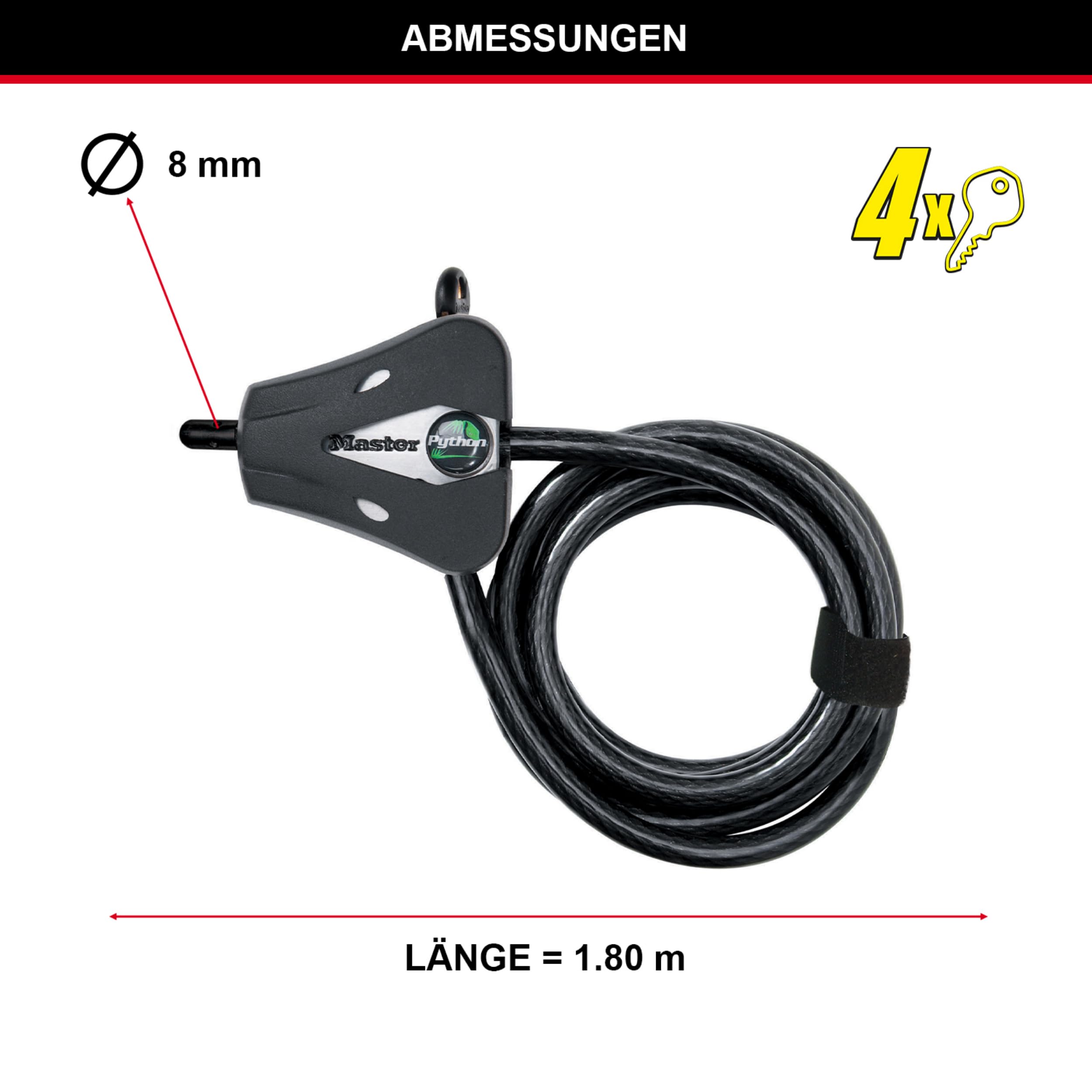 MASTER LOCK - Python Kabelschloss - 1,80 m x 8 mm 5