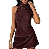 RoseSeek Women's Fold Over High Neck Tops Sleeveless Fitted Tank Tops Western Outfit