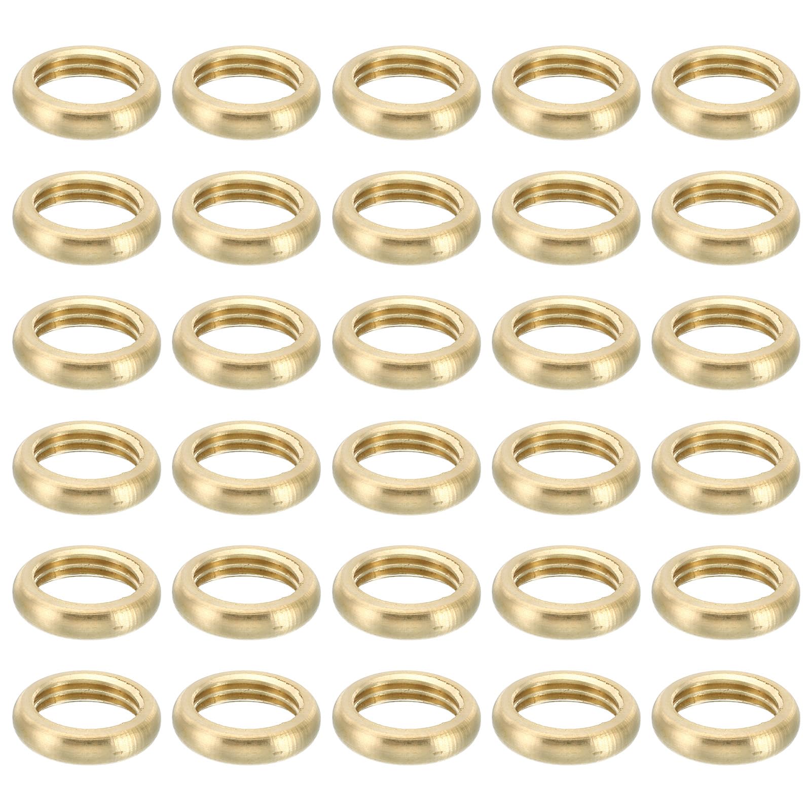 PATIKIL M10x1 Brass Round Locknut, 30 Pack Flat Wheel Ring Lock Nut Smooth Surface Decoration for Furniture and Light, 3mm Height