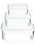 Bormioli Rocco Frigoverre Square Glass Food-Storage Containers with Lids, Set of 3