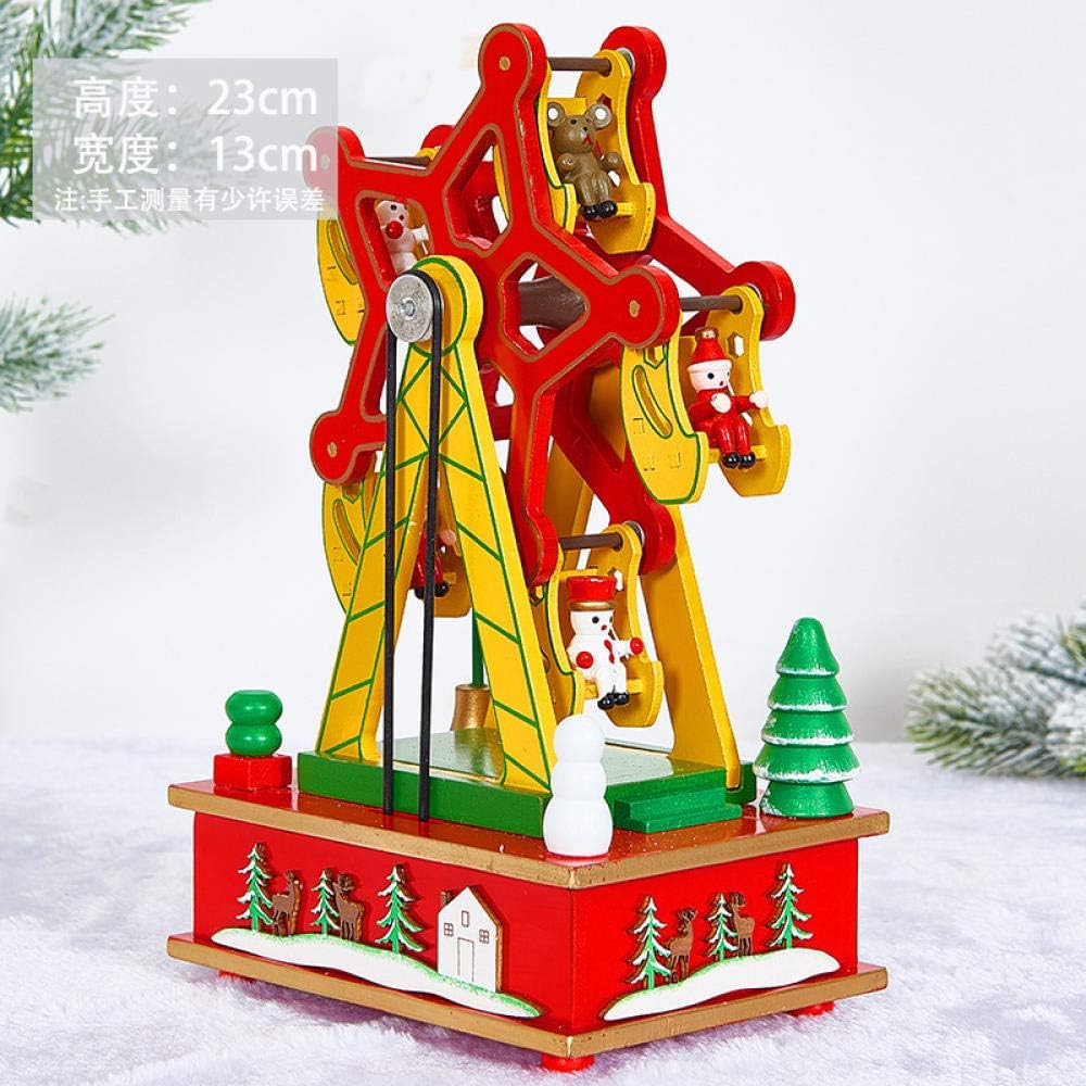 humeng Christmas Decorations Creative Gift Christmas Ferris Wheel Music Box Music Box Music Italian Christmas Scene Decoration@Red Ferris Wheel Music Box