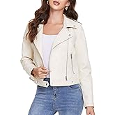 Fahsyee Women's Faux Leather Jackets, Zip Up Motorcycle Short PU Moto Biker Outwear Fitted Slim Coat