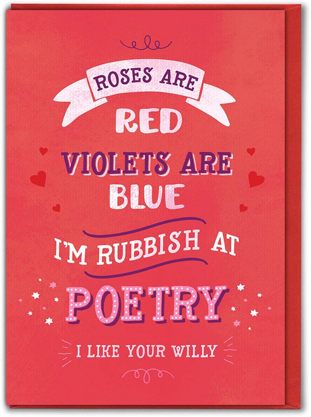 Funny Humorous 'Rubbish at Poetry' Valentine's Day Greetings Card, 120 x 170mm
