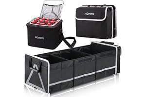 HOMEVE Extra Large Collapsible Trunk Organizer With Cooler Bag,3 Compartments Storage Organizer With Cover