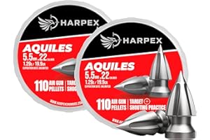 Harpex Aquiles .22 Cal Airgun Pellets – 19.9 Grain Pointed Arrow Head Design – High Penetration Lead Pellets for Target Shooting, Small Game & Precision Performance – 220 Count