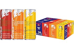 Red Bull Energy Drink Variety Pack, Red Bull Red, Yellow, and Amber Edition and Energy Drinks, 8.4 Fl Oz, 24 pack Cans