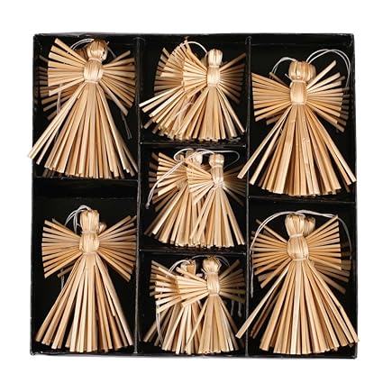 Annastore Strohengel zum Hängen 17er Box Baumschmuck Engel Christbaumschmuck Strohsterne