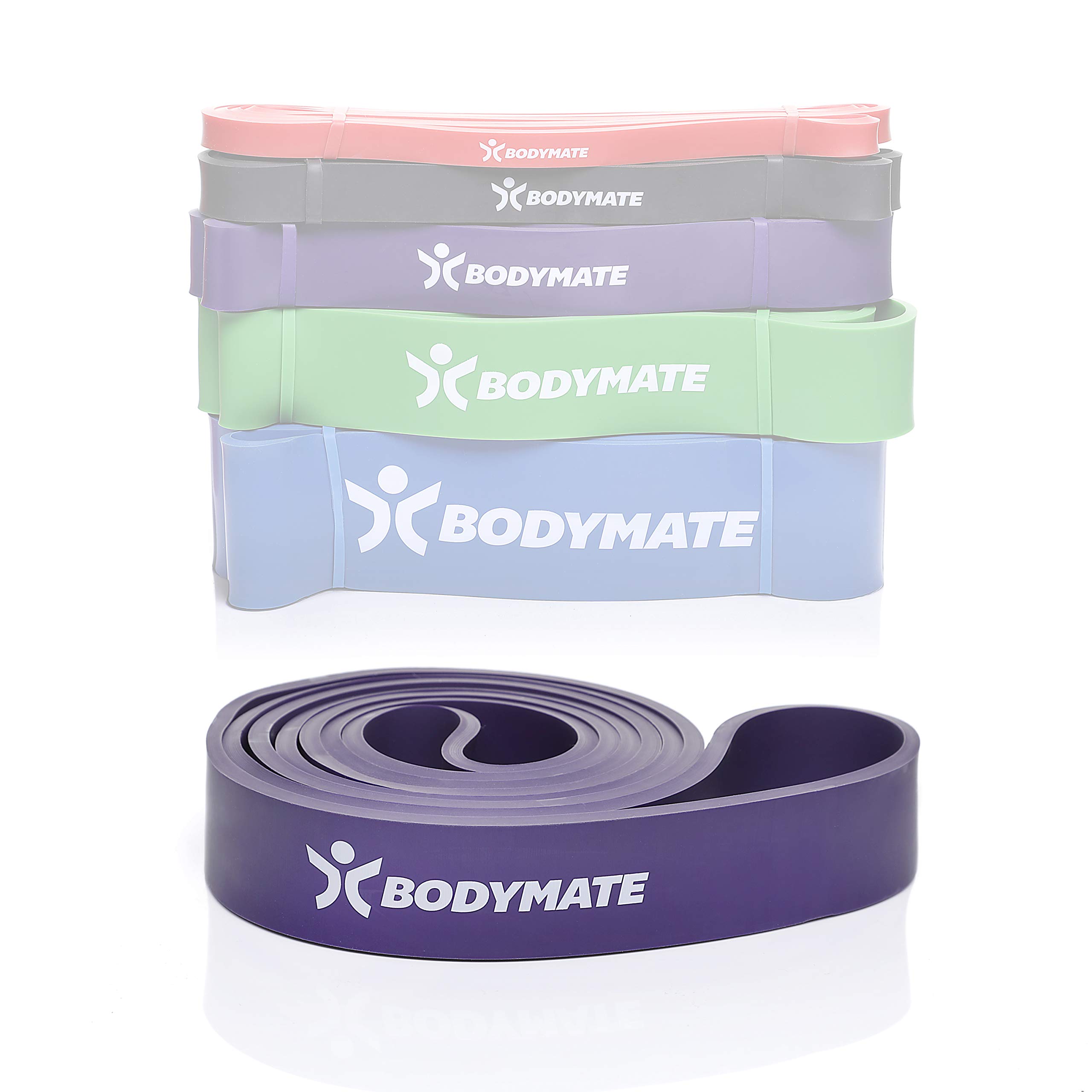 BODYMATE Premium Fitness Bands. 208cm elastic resistance band made from natural latex. Trains strength, endurance, coordination, flexibility. For beginners and professionals