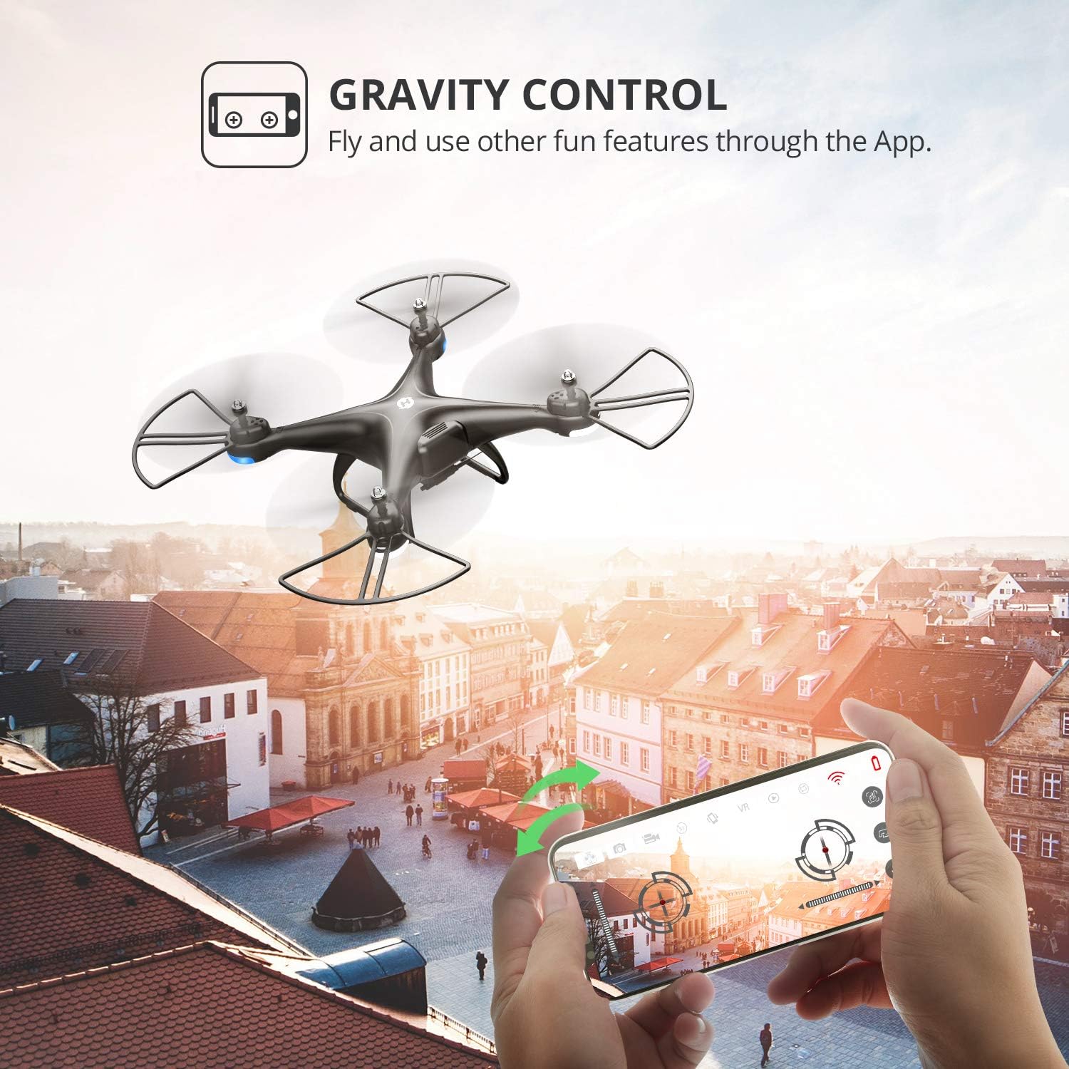 Holy Stone HS110D FPV RC Drone with 1080P HD Camera Live Video 120°Wide-Angle WiFi Quadcopter with Gravity Sensor, Voice Control, Gesture Control, Altitude Hold, Headless Mode, 3D Flip RTF 2 Batteries: Toys & Games