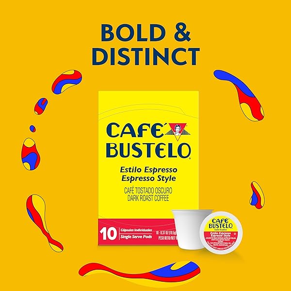 CAFÉ BUSTELO ESPRESSO STYLE DARK ROAST, SINGLE SERVE COFFEE PODS, 10 COUNT (PACK OF 1)