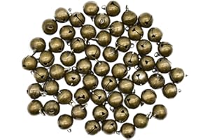 Pinenjoy 50Pcs 14mm Small Bronze Jingle Bell 5/9inches Mini Vintage Craft Bell Antique Brass Tinkle Bell for DIY Jewelry Pet Collar Dog Cat Toy Christmas Wedding Door Decoration