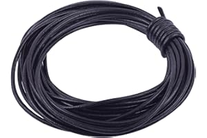 KONMAY 3.0mm Round Real Leather Cord, 10 Yards Black Leather String Cord for Jewelry Making, Necklaces, Bracelets and Crafting