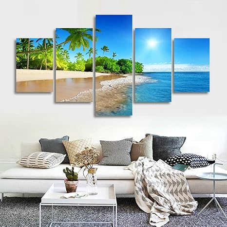 Amazon Co Jp Lift Gatherアートパネル インテリアアート リゾート 観光地 キャンバス絵画 5パネルセット 40 W X H 木枠付きの完成品 ホーム キッチン
