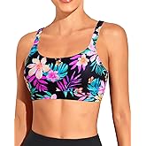 Tempt Me Women Sports Bra Bikini Tops Scoop Neck Bathing Suits Top Padded Swim Crop Tops Only
