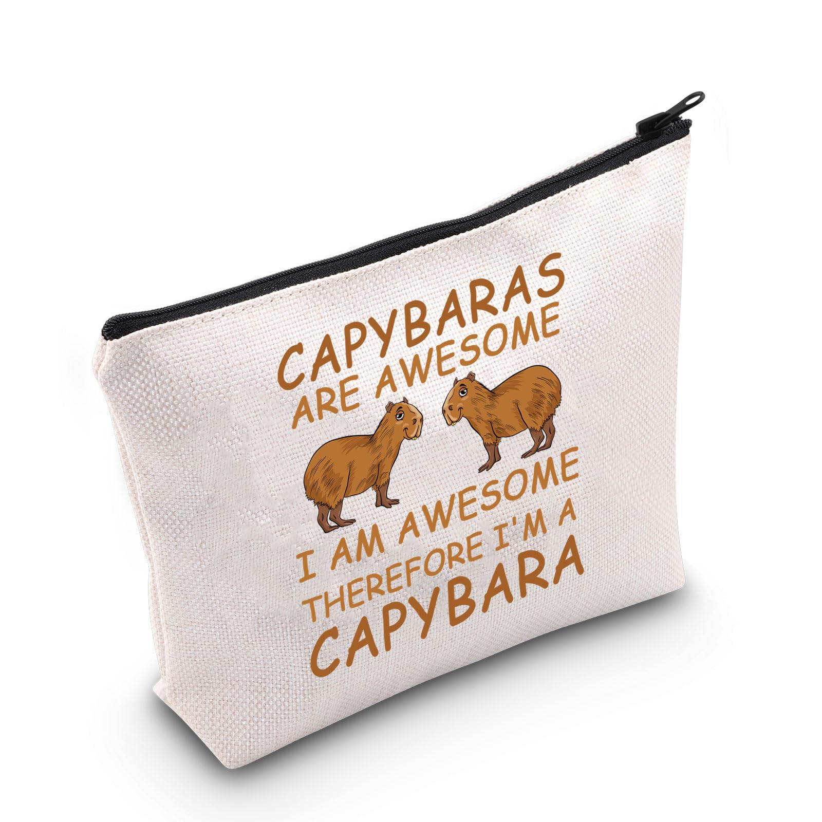 PLITI Capybara Gifts for Capybara Lovers Makeup Bag Capybaras are Awesome Therefore I'm a Capybara Funny Rodent Animal Gift (Awesome Capybara bagU)