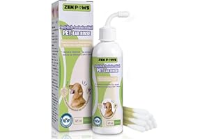 Zenpaws Dog and Cat Ear Cleaner Solution – Ear Drops - - Advanced Veterinary Recipe. Remove Wax and Build up and Relieve Itchiness - Alcohol-Free
