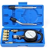 Compression Tester, 8pcs Engine Compression Tester kit Professional Petrol Gas Engine Cylinder Pressure Gauge 0-300 PSI Automotive Tool for Motorcycle Car Truck (Blue)