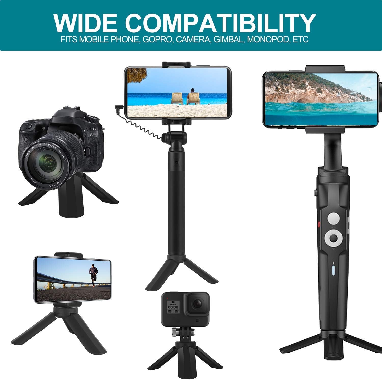 Emart Mini Table Tripod Stand with 1/4 Inch Screw Hole, Portable Folding Desktop Stand Mobile Tabletop Stand for Osmo Mobile, Vimble 2, Smooth 4, Gimbal Handle Grip Stabilizer and All Cameras : Camera & Photo