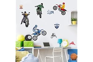 Dirt Bike Wall Decals Motocross Wall Sticker Detachable Motorcycle Wall Stickers for Living Room Bedroom Decoration