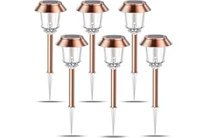 XMCOSY+ Solar Pathway Lights Outdoor - 6 Pack Solar Lights Outdoor Waterproof, 10-40 LM Dimmable Auto On/Off Solar Outdoors Lights Yard Garden Walkway Driveway (Warm White)