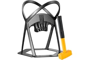 Gardguard XL Wood Splitter with 2.2 lbs Hammer - Cast Steel Log Splitter for Firewood with Cover, Manual Kindling Splitter Tool for Wood, Heavy Duty Firewood Wedge, Kindling Cutter Cracker Portable