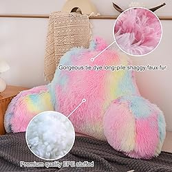 Holawakaka Large Faux Fur Bed Rest Pillow with
