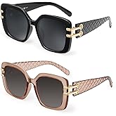 JM Vintage Oversized Square Polarized Sunglasses for Women,Retro Luxury Big Large Sun Glasses UV400