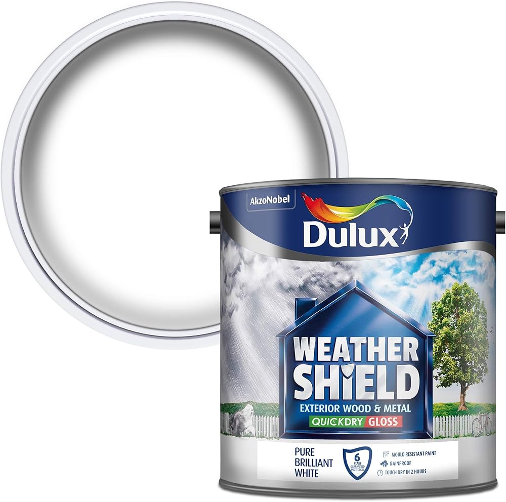 Dulux Weather Shield Quick Dry Gloss Paint 2.5 L Pure Brilliant White