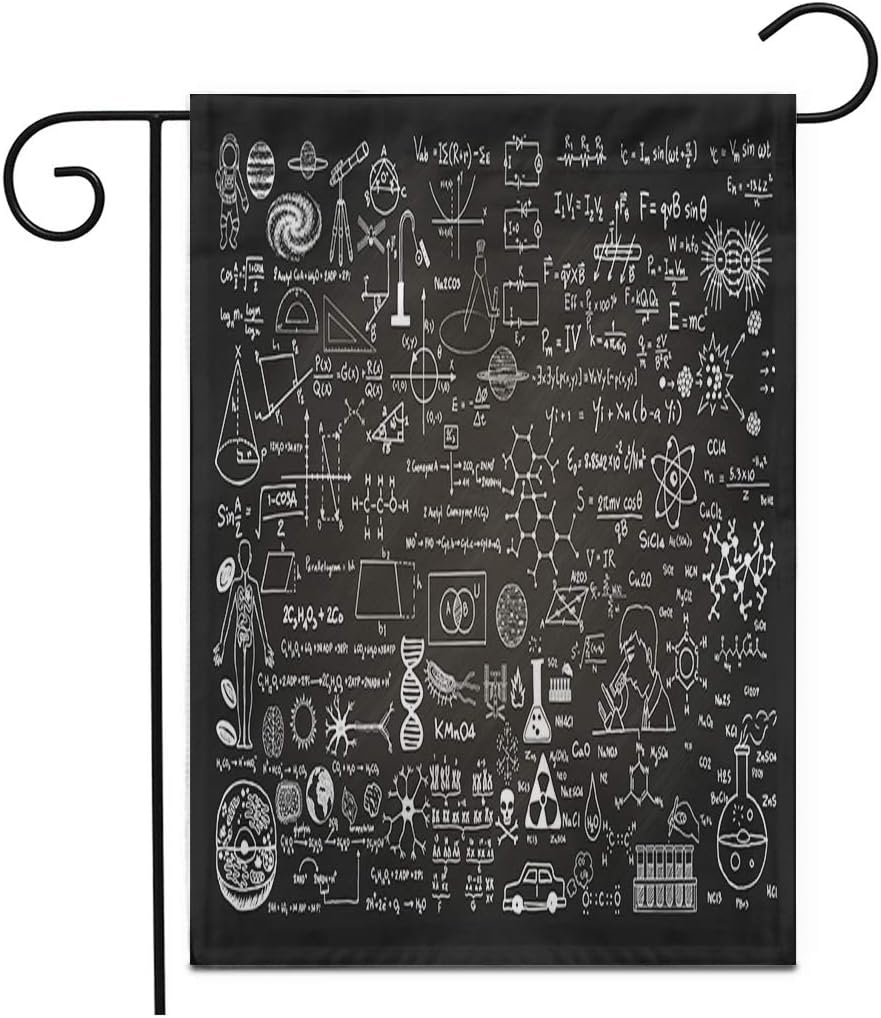 rouihot Home Decor 28"x40" Garden Flag Education Science Formulas on Chalkboard for School Math Schematic Outdoor Yard Flags Banner for Patio Lawn Double Sided