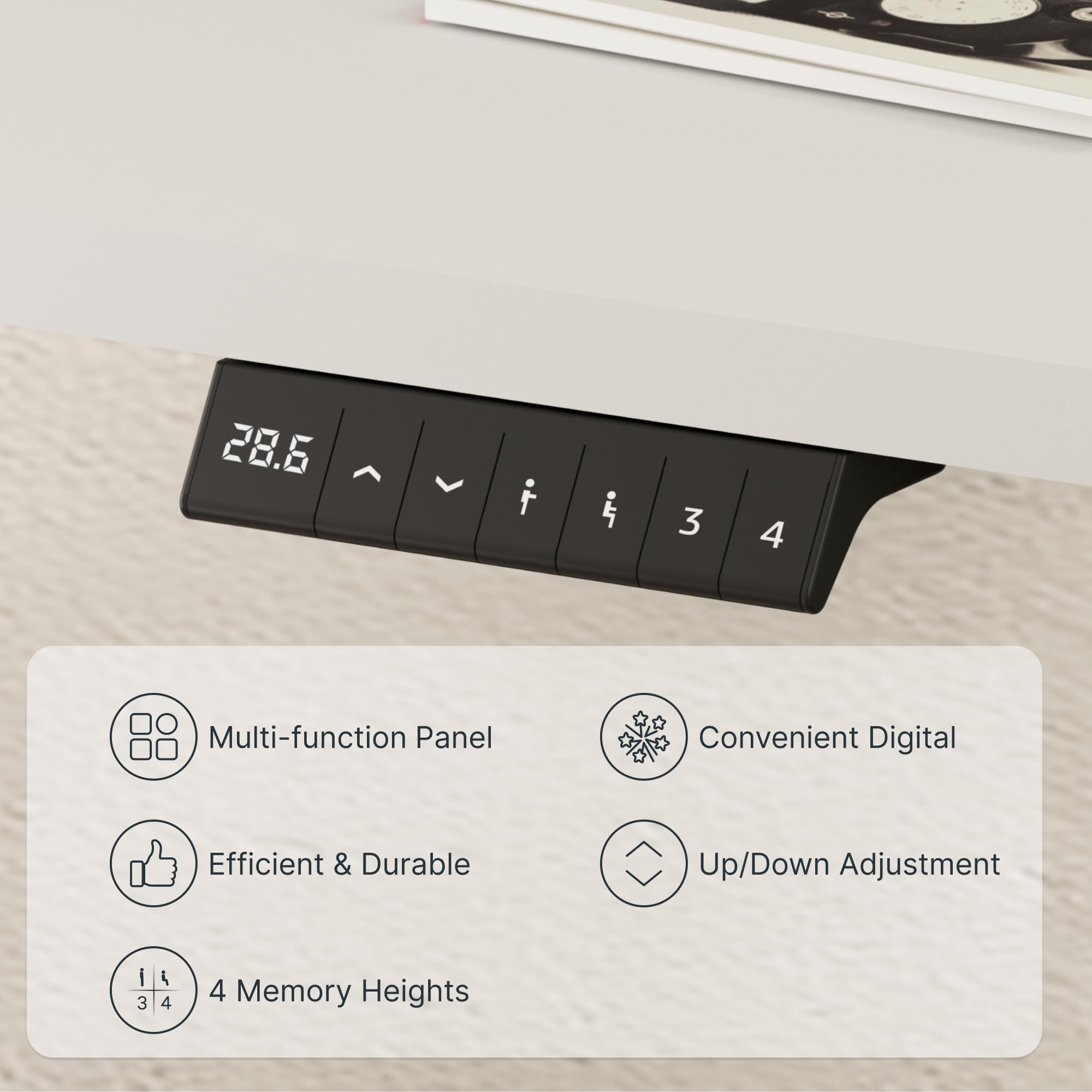 FLEXISPOT EN2 Whole-Piece Standing Desk with Clamp Power Strip, 55 x 28 Electric Stand Up Height Adjustable Desk with Cable Management (White Frame + 55