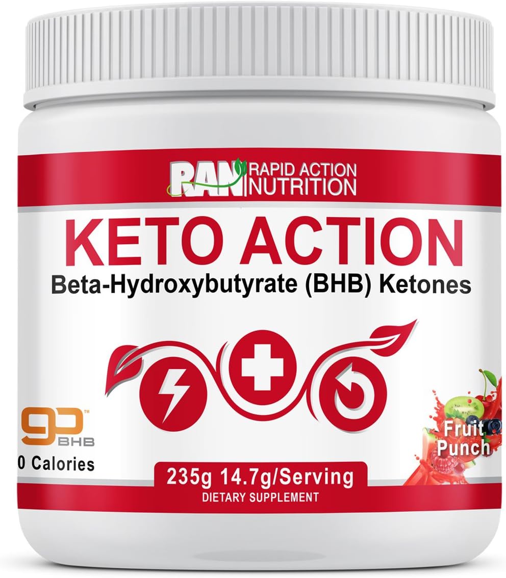 Keto BHB Salts Powder with goBHB™ - Beta Hydroxybutyrate Exogenous Ketones, Boosts Energy, Improves Focus, Muscle Recovery, Get to Ketosis, 235g Bottle, Fruit Punch, Non-GMO
