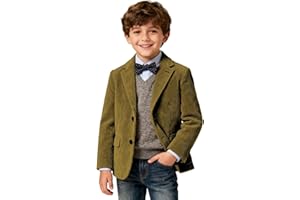 Boys Corduroy Formal Jacket Long Sleeve Three Button Suit Blazer Soft Jackets for Dinner Party Wedding Outfits