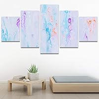 SIGNWIN 5 Panel Canvas Wall Art Modern Art Abstract Brushstroke Closeup Digital Art Minimalism Minimalist Multicolor Pastel for Home Decorations Ready to Hang - 60