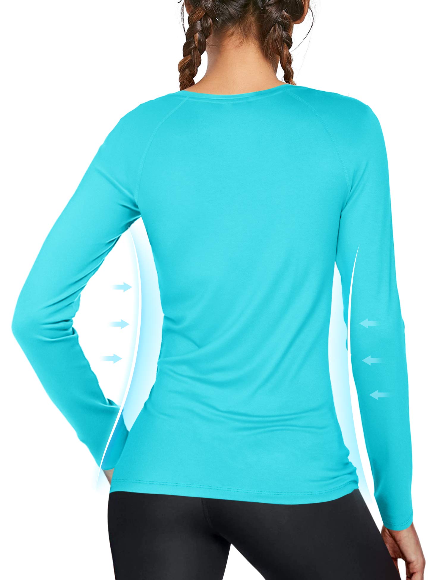 isnowood Women's Sun Protection Long Sleeve Shirts, UPF 50+ UV Rash Guard Swim Shirt, Workout Hiking Running Athletic Tops
