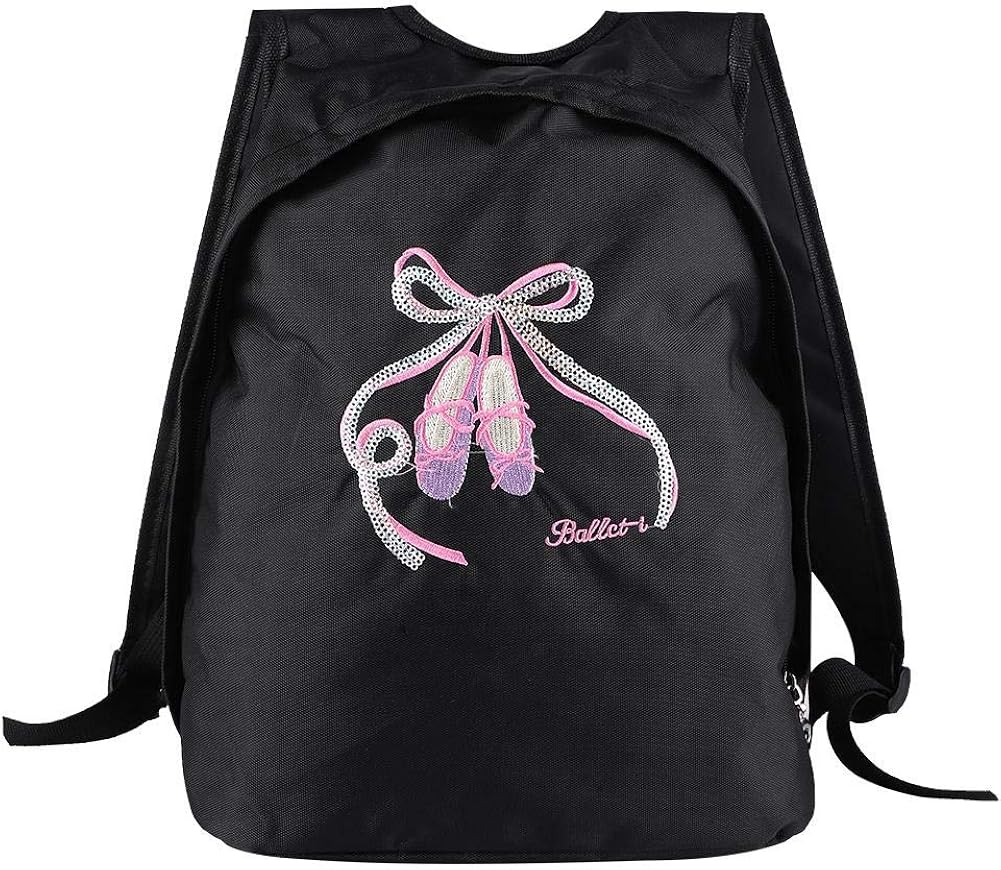 Tbest Girls Ballet Dance Backpack, Black, 29 *16 * 36 cm, Ballet Bag for Kids Dance & Sports