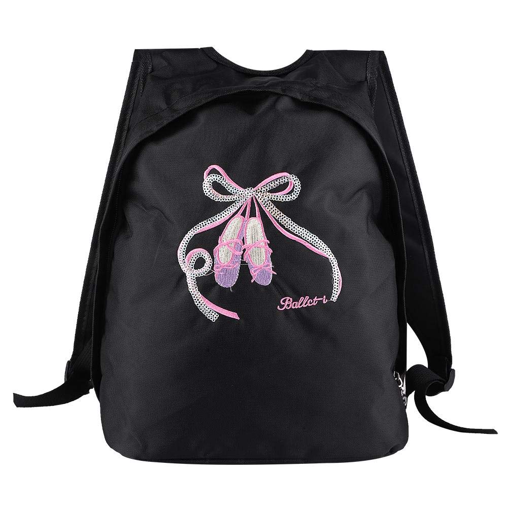 Tbest Girls Ballet Dance Backpack, Black, 29 *16 * 36 cm, Ballet Bag for Kids Dance & Sports
