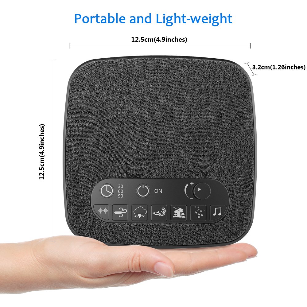 Sleep White Noise Machine, Sencam Baby Sound Machine with Headphone Jack, Insomnia Increase Concentration, 7 Soothing Sounds, 3 Timer Settings, Suitable for Adults, Baby, Sleep, Yoga, Spa, Relaxation