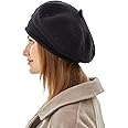 Beret Hat for Women, French Style Beanie Winter Fashion Warm Wool Lining Knit Cap