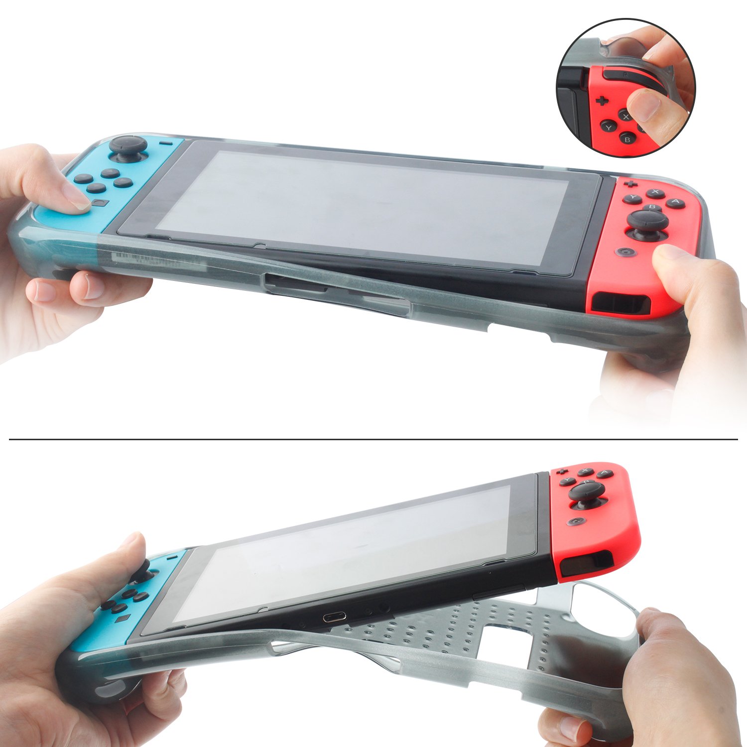 Protective Case for Nintendo Switch 2018，Grip Cover Case with Shock-Absorption and Anti-Scratch Design Soft & Comfortable TPU Case for Nintendo Switch Console (Grey)