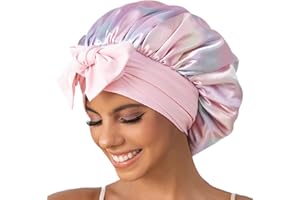 GDTOGRT Satin Silk Bonnet for Sleeping Women - Double Layer Sleep Hair Bonnets Caps for Curly Braid Hair with Tie Band