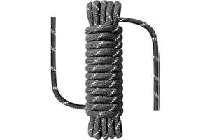 NorthPada 1/2 in x 16 ft Nylon/Polyester Outdoor Rope for Arborist, Swing, Boating, Marine, Floating, Fishing, Rafting, Hiking, Hunting, Tree, Rafting Black