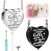 Yinkin 2 Pcs Pet Cremation Jewelry for Ashes Urn Necklace with Paw Print Heart, Pet Dog Necklace Stainless Steel Pendant Black and Silver Urn Locket with Funnel Kit for Dog Cat Ashes (Stylish)