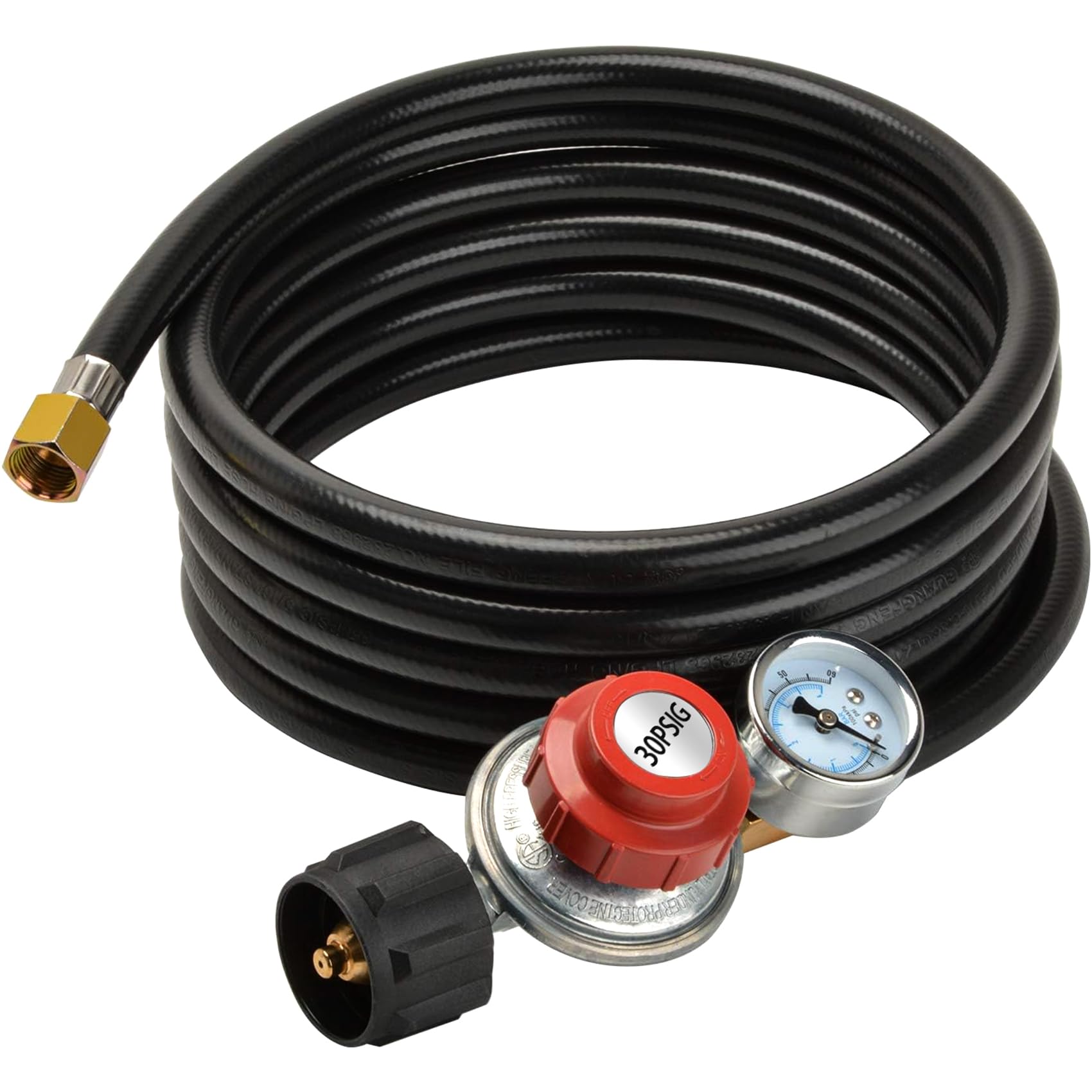 Photo 1 of only fire 12 Ft 0-30PSI Propane Regulator High Pressure with PSI Gauge QCC-1 Connection Hose for Grill, Heater, Turkey Fryers, Burner, Fire Pit